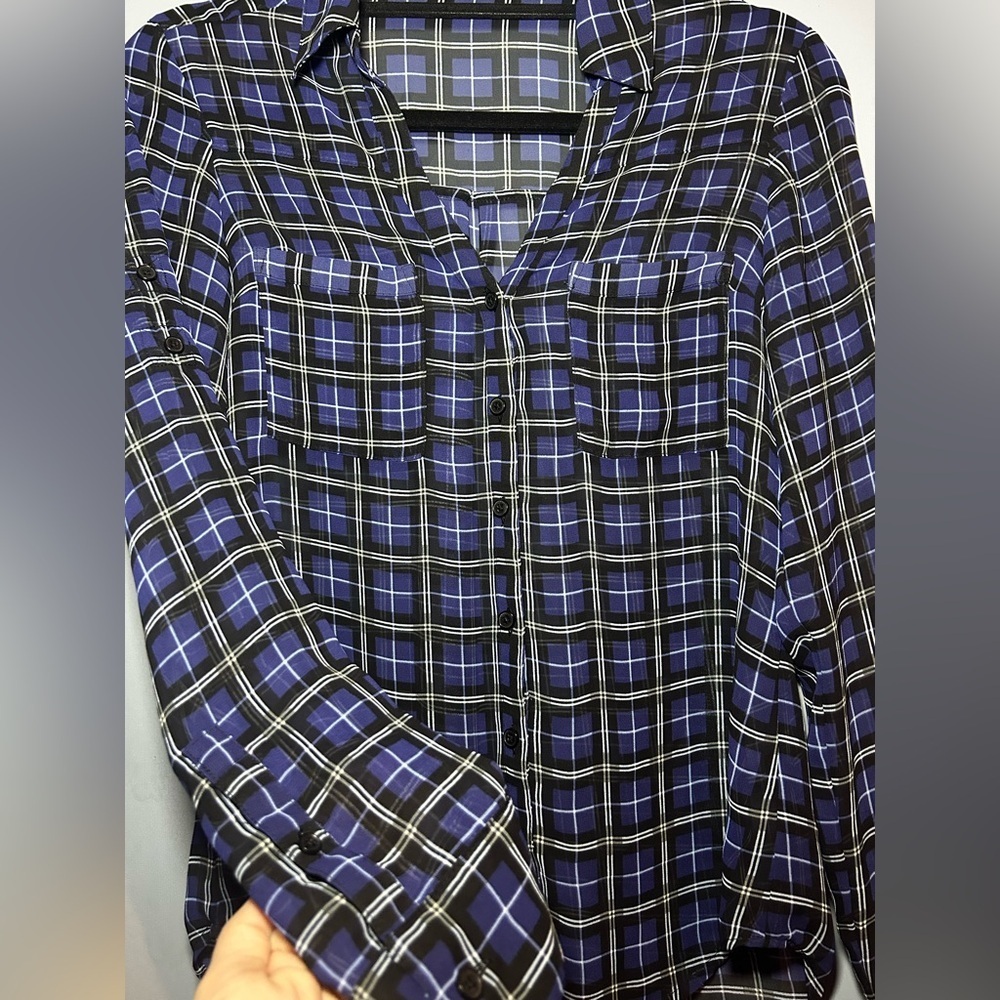 Express Sheer Button Up Blouse: Siize Xs - image 2